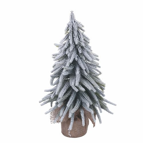 Alberello decorativo natalizio h. 20 cm, base in juta effetto innevato, XMas