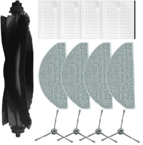 13 Pcs Replacement Parts Accessories Fits for Hoover HG4 Hydro Pro / HG4 Hydro Robot Vacuum Cleaner, Includes 1 Main Brush, 4 HEPA Filters, 4 Mop Cloths, 4 Side Brushes