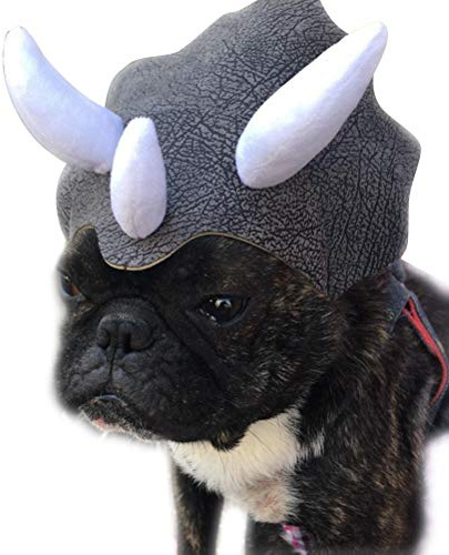 Triceratops Hundekostüm Haustier Halloween saurier Hut mit Gummiband Lustige Haustierkleidung für Hund Katze (Schwarz)