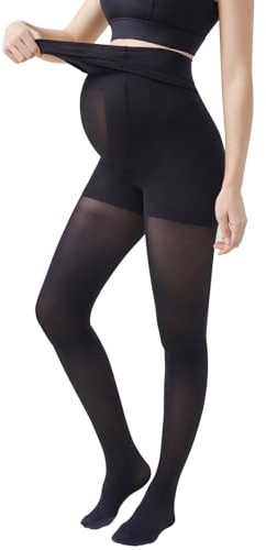 MANCI Nahtlose Schwarze Schwangerschaftsstrumpfhose - 80D - Größen S, M, L, XL