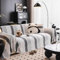 SHANNA Gestreift Samt Sofa Überwurfdecke 1/2/3/4 Sitzer, Einfache Installation Sofaschoner Sofabezug L Form U Ecksofa Große SofaÜberzug, Sofaüberwurf Couch Überzug Sofa Cover Futonbezug mit Quaste