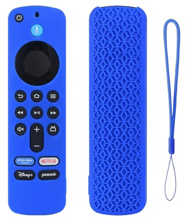 KNOXS Silicone Remote Case Compatible with Amazon Fire TV Stick 4K 2nd Gen, [Anti Slip, Shockproof, Dustproof] Case Compatible with Amazon Fire TV Smart TVs (Glow Blue)