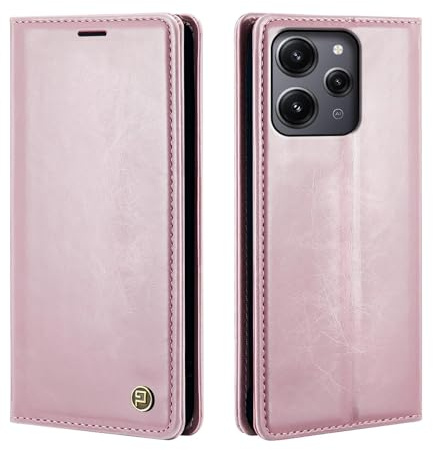 phase9 Handyhülle für Xiaomi Redmi 12 Klapphülle Magnetverschluss RFID-Schutz Kartenfächer Geldfach Standfunktion Vintage Schutzhülle Rosa