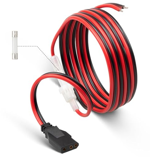 Anina CB Radio Power Cable 3 Pin Heavy Duty 16AWG with15A Fuse Compatible with Cobra, Galaxy, Midland Direct to Car Battery