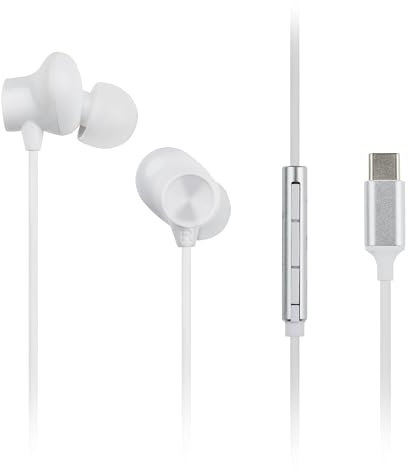 Panasonic RP-TCM225 Auriculares Internos USB-C, Auriculares con Cable y Micrófono Integrado y Control Remoto, Graves Potentes, Ajuste Personalizable, Cable de 1,2 m, Colour Blanco