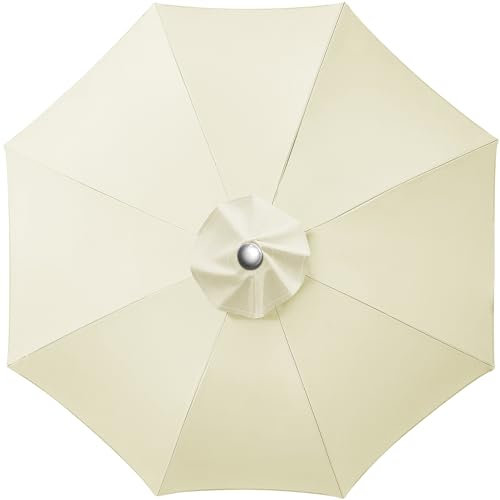 LUSCHEER Replacement Parasol Canopy Waterproof, Parasol Replacement Canopy Cover Patio Umbrella Cloth for 3m 8 Ribs Diameter Large Patio Umbrella Weatherproof UV-Anti, Beige