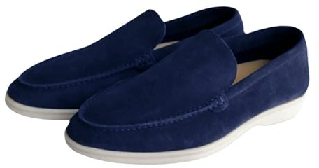 Mocassins à enfiler pour homme, coupe large, décontracté, en toile plate, chaussures de conduite d'affaires, tête ronde, chaussures en daim doux et léger de couleur unie