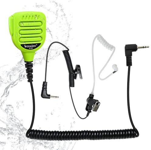 WODASEN 2.5mm 1-Pin Speaker Mic Walkie Talkie Handheld Microphone Shoulder Lapel Hand Mic for Talkabout T100 T200TP T260TP T402 T460 T600 T800 MR350R MH230R FR60 HYT TC-320 Radio (128-Green)