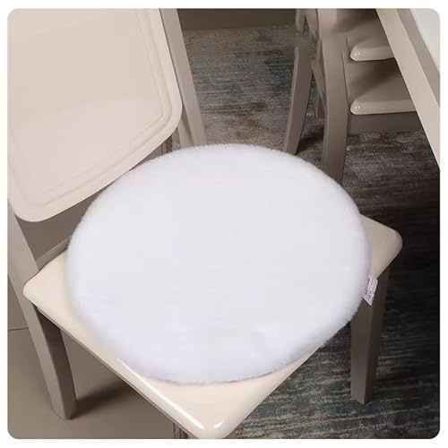 Cuscino rotondo in finta pelliccia, antiscivolo, caldo, decorativo, quadrato, 45 x 45 cm, bianco, per comfort e stile