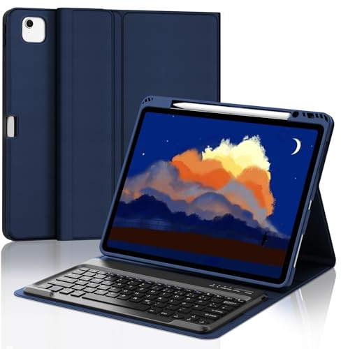 Tastatur für iPad Pro 12.9 (6. / 5. / 4. / 3. Generation) und iPad Air 13 | Mit Magnetisch Abnehmbarer Bluetooth Dünne Tastatur und Soft TPU Hülle mit Stifthalter für Büro/Studie/Schreiben, Dunkelgrün