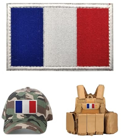 YUVKIN 1 pièce écusson France, tissé avec scratch, patch tactique 8 × 5 cm, drapeau français tricolore