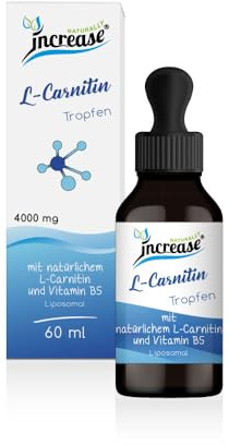 Liposomale L-Carnitin Tropfen hochdosiert - (120.000mg pro Packung) 4000mg L-Carnitin pro Tagesdosis mit Vitamin B5 (Pantothensäure) - MCT Öl - Hohe Bioverfügbarkeit