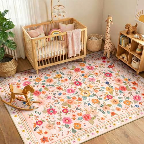 INOVADAY Alfombra Lavable 120x180 cm Rosa/Beige Alfombra de Salón