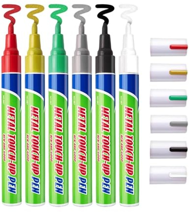 Oil-Based Paint Markers Waterproof Markers Fine Tip DIY Oil-Based Engraving Repair Fountain Pen Six Pieces Waterproof Gravestone Marker Pens for Labelling, Lettering, Art, Crafts, Stei