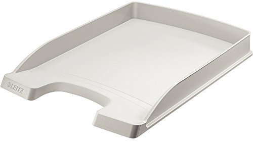 Leitz Briefkorb Flach A4, Briefablage in Premium-Qualität, Stapelbares Ablagefach als Schreibtisch-Organizer, Kombinierbar mit Plus-Serie, Grau, 52370085