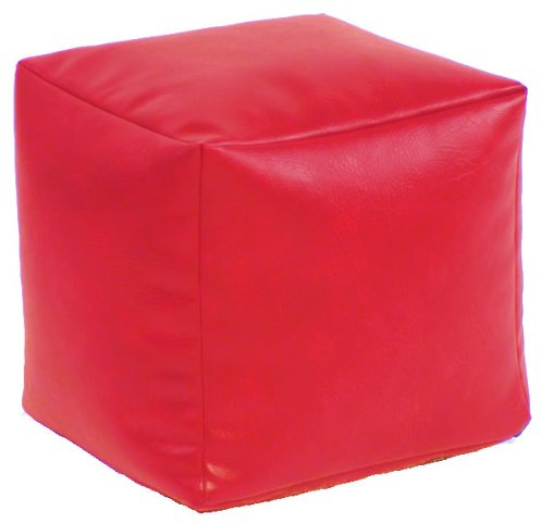 Beautiful Beanbags - Stylish Faux Leather Cube Footstool Pouffe - Red