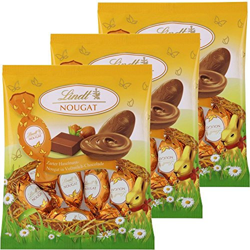 Lindt Schokolade Nougat Eier | 3 x 90 g Beutel | Eier aus zartem Haselnuss-Nougat in Alpenvollmilch-Schokolade | Oster Schokolade | Schokoladengeschenk | Ostereier | Schokoeier