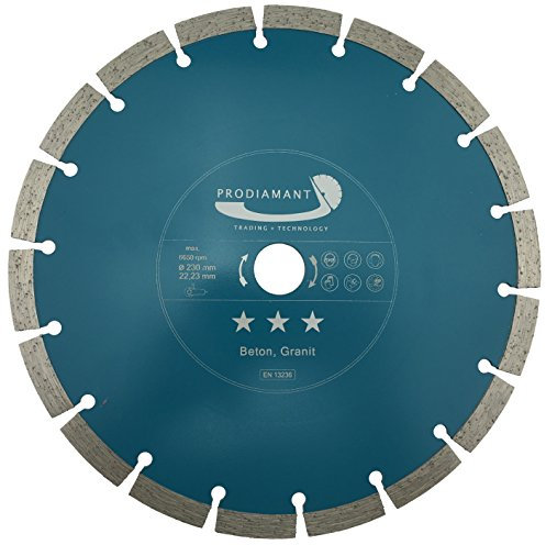 PRODIAMANT Diamant-Trennscheibe Beton 230 mm x 22,2 mm Diamantscheibe B14 230mm passend Winkelschleifer, universelle Bindung für Beton Baustoffe Stein und Ziegel
