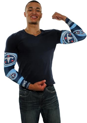 Little Earth Productions NFL Fuerte Armas – Brazo Mangas, 17-Inches de muñeca para bíceps, Niños, 300612-TITN, Azul Marino, 43,18 cm