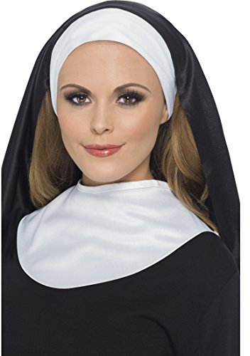 Amakando Nonnenhaube und Kragen Ordensschwester Kostümset Kloster Nonnen Kostüm 2 TLG. Nonnenkostüm Set Karnevalskostüme Damen Bibel Mottoparty Accessoires Nonne Faschingskostüm Kirche