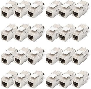 DIGITUS Keystone Module Cat-6A Blindé - 24 pièces - RJ45 Femelle - 500 MHz 10GBase-T - AWG 26-22 - Design Possible - avec Serre-câble - Montage sans Outils