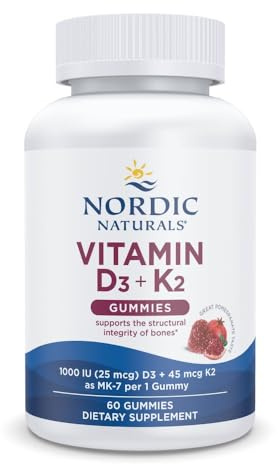Nordic Naturals Vitamin D3+K2 Gummies, Pomegranate - 60 Count