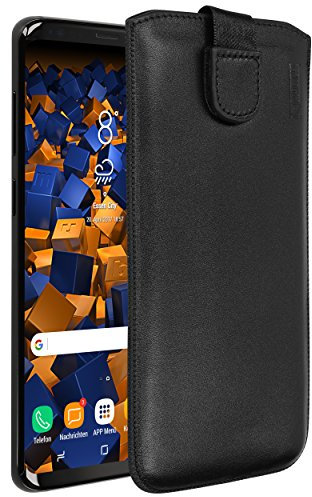 mumbi Echt Ledertasche kompatibel mit Samsung Galaxy S9+ Hülle Leder Tasche Case Wallet, schwarz