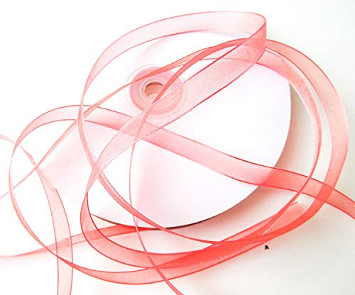 CaPiSo 10mm Organzaband Schleifenband Geschenkband Chiffonband Organza (Apricot-Lachs, 100m)