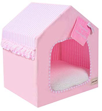 JEELINBORE Tragbar Faltbar Hundehaus Waschbar Katzen Hunde -Haus Bett Sofa (Rosa, L: 58 * 46 * 63cm)