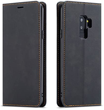 QLTYPRI Custodia per Samsung Galaxy S9 Plus, custodia in pelle PU di alta qualità con paraurti in TPU con porta carte di credito cavalletto nascosto adsorbimento magnetico custodia a portafoglio per