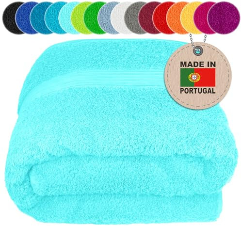 Lashuma Badehandtuch groß 100x200 cm Baumwolle, Linz Frottee Handtuch XXL, Saunatuch in Türkis für Wellness und Erholung