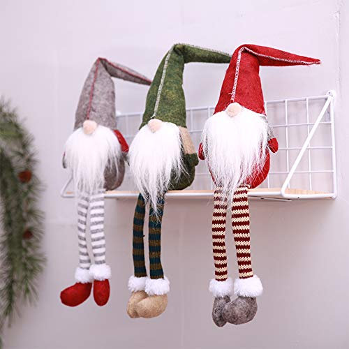 Leipple Weihnachtswichtel Plüschdekorationen – Handgefertigte schwedische Tomte skandinavische Weihnachtsmann-Elfen-Ornamente – Zwerg Weihnachtsdekoration für Zuhause Büro (Lange Beine)