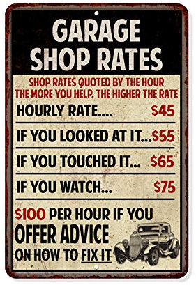 Shop Rates Schild Garage Rustikale Wanddekoration Mechaniker Schilder Pops Dekorationen Mechaniker Automotive Man Cave Bar Tin Vintage Mancave Auto Lustiges Retro Schild Väter Geschenk 208120068019