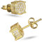 Boucles d'oreilles LEEQ Zirconia Boucles d'oreilles en cristal de glace enduites d'or 14K / platine Boucles d'oreilles 5A CZ Gem Boucles d'oreilles Hip Hop (Or)