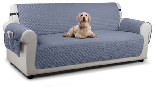 TAOCOCO Sofa Slipcovers Sofa Covers 3 Seater,Settee Covers with Storage Pockets,Anti Slip Couch Covers,Washable Sofa Protector for Pets(Bluish Grey)