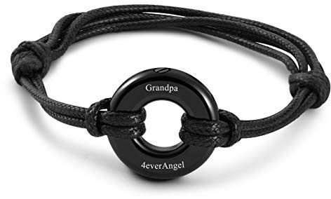 Zysta Edelstahl Asche Schmuck- Memorial Urne Armband Verstellbar Lederarmband Kreis der Ewigkeit des Lebens Wasserdicht Armreif + Trichter füllen Kit + Mini Schraubendreher