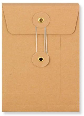 Natürlich verpacken Umschlag C6, 162 x 114 mm + 25 mm Falte, Braun, Bindfadenverschluss, Kraftpapier, Versandtasche - 10er Pack