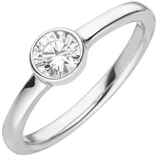 Jobo Damen-Ring aus 925 Sterling Silber mit 1 Zirkonia Größe 56