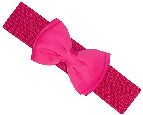 Ro Rox Vera Ceinture Large Élastique Années 1950 Vintage Retro Pin-Up Noeud Papillon Satin (Rose foncé, M)