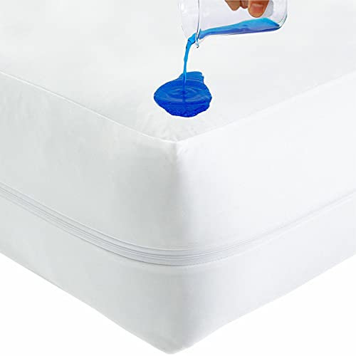 Caroline Shatuik Anti Bed Bug Proof Mattress Encasement Protector Double-Waterproof Zippered Fully Anti Dust mites Mattress Cover(137x 190 +30cm)