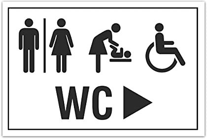 Aluverbund Schild 30x20cm Wetterfest Kratzfest Rostfrei UV beständig - WC Wickeltisch Behinderte rechts