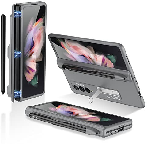 COQUE Étui pour Galaxy Z Fold 3 5G, Tout Compris Pliable à charnière, Housse de téléphone Pliable à Fente pour Stylet pour Samsung Galaxy Z Fold 3 5G-Gris