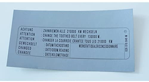 Volkswagen Original Zahnriemenschild, 210.000 km, Timingbelt, für Fahrzeuge, selbstklebend