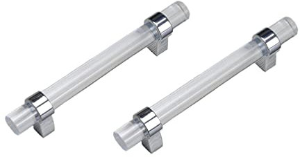 CONPHERON 2 Stück Küchentürgriffe Transparentes Acryl Schrankgriffe Möbelgriff Schubladengriff Türknöpfe T-Griffe für Küchenschränke Ziehgriff 96mm