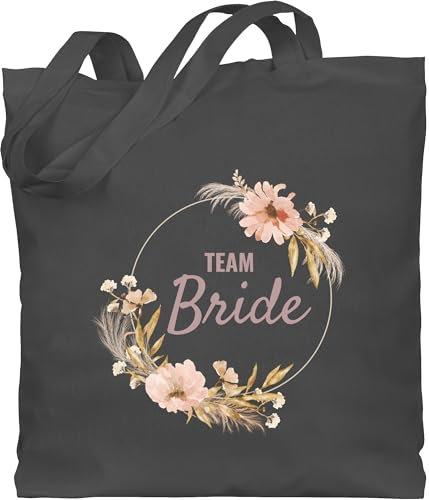 Shirtracer Baumwolltasche - JGA Junggesellenabschied Frauen - Team Bride Boho Team Braut - Unisize - Dunkelgrau - beutel blumenkranz tasche bachelorette party blumen stoffbeutel crew jutebeutel