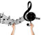 Namofactur Wanduhr Musik Geschenke Musiker aus Holz I Musiknoten Geschenk Wohnzimmer Tonstudio Band Gitarrist Musikschule