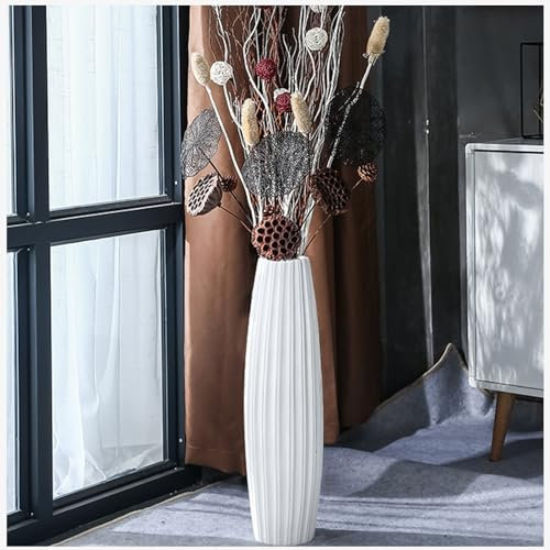 71.1 cm hohe Bodenvase mit vertikalem Streifenmuster, dekorative große weiße Keramikvase, Blumenhalter für Wohnzimmer, Küche, Veranda, Büro, Heimdekoration, Hochzeit, Einweihungsfeier