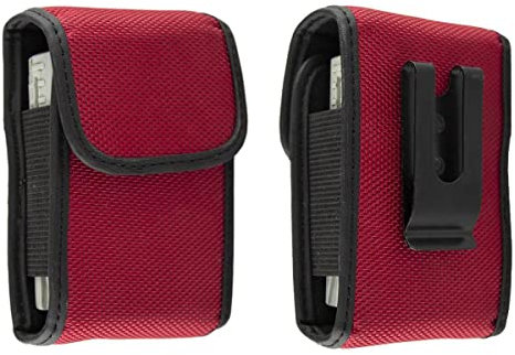 caseroxx Funkmeldertasche – passend für EuroBos, Swissphone, TPL, Polarion, Oelmann, Motorola, u.v.m. - Tasche mit Gürtelclip & Klettverschluss, rot