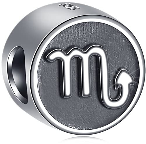 Skorpion Sternzeichen Charms passen Pandora Moments Armband, Antike 925 Sterling Silber Scorpio Horoskop Zeichen Perlen, 12 Konstellation Astrologie Charm, Geschenke für Frau/Ehemann/Oma