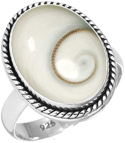 Jeweloporium 925 Sterling Silber Ringe für Damen Größe 59(18.8) Weiß Echt Shiva Eye Edelstein Kostüm Silber Ringe Weihnachten - Geschenk Jahrgang Schmuck